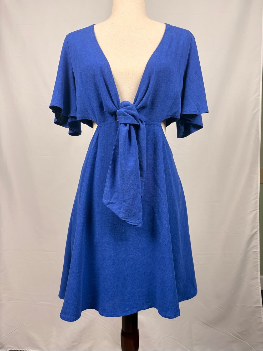 Lulu's Royal Blue Tie-Front Mini Dress
